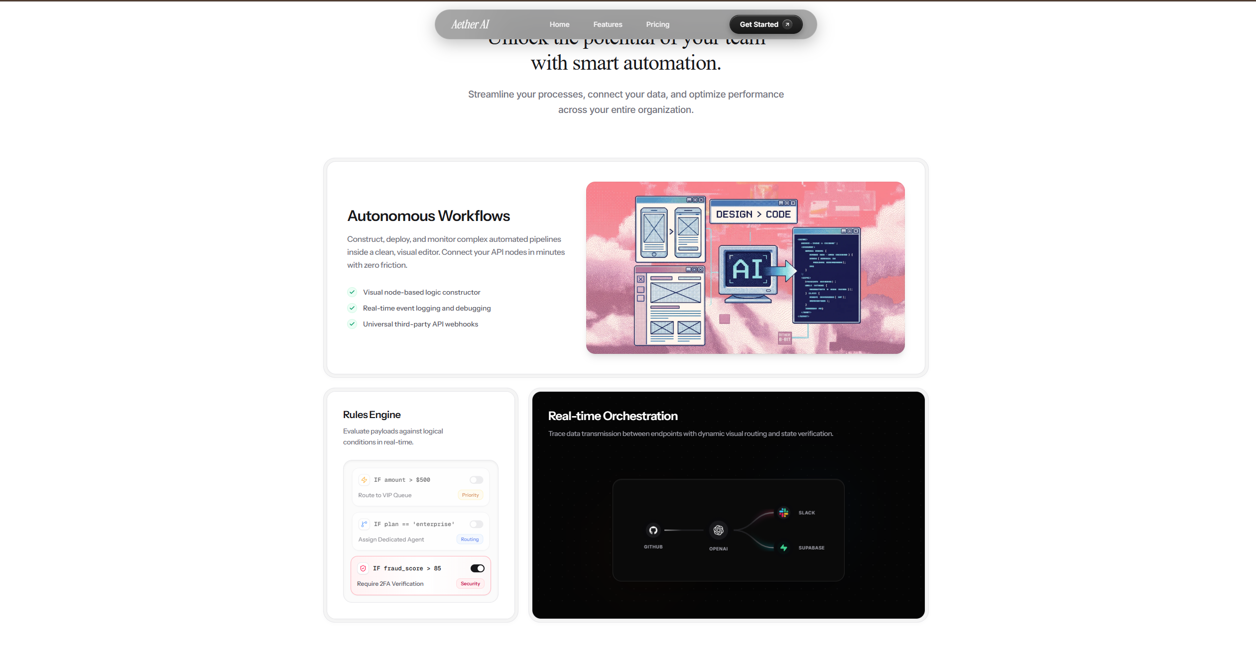 AI Landing Page Features Preview